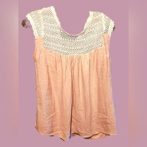 Chic Crochet Peach and White Women's Blouse